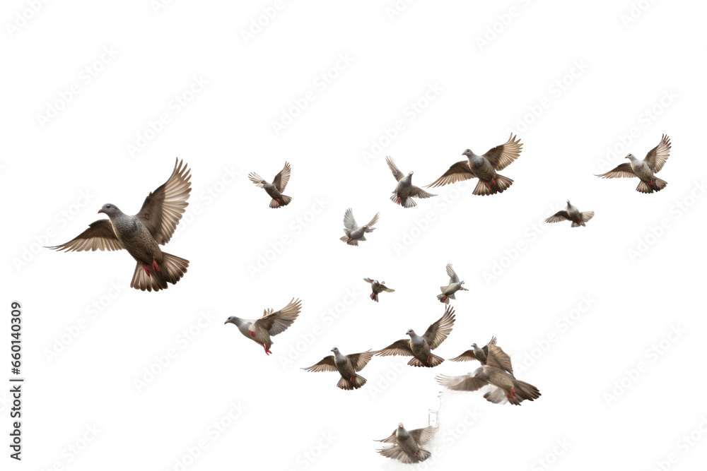 Fototapeta premium A Pigeon Airborne Journey on isolated background