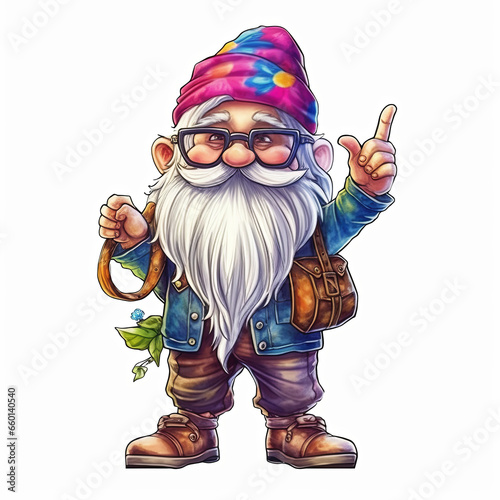 Forest gnome on white background