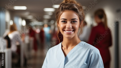 Portrait of female dental hygienist student. photo