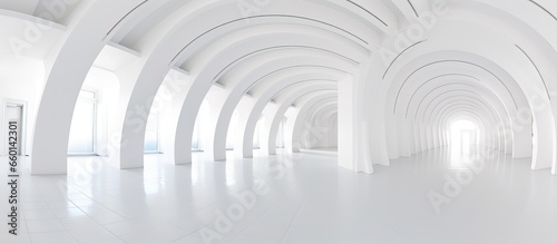 AR VR content featuring a equirectangular projection with a full seamless spherical 360 HDRI panorama view in a modern entrance hall and corridor rooms styled in white