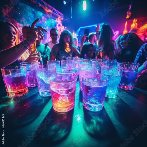 Group of people have crazy party at the night club