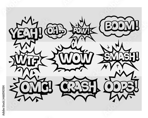 Action Signs Svg | Boom Svg| Wow Svg | WTF Svg | Omg Svg | Paw Svg | Comic Book Cut File | Comic Speech | Clipart| Vector
