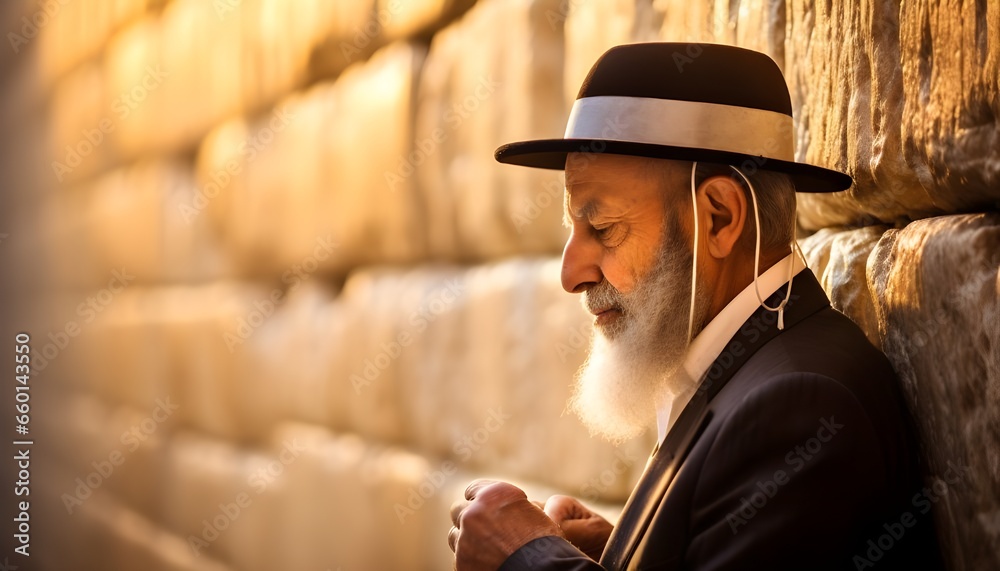 Naklejka premium Jewish man at the western wall, Jerusalem
