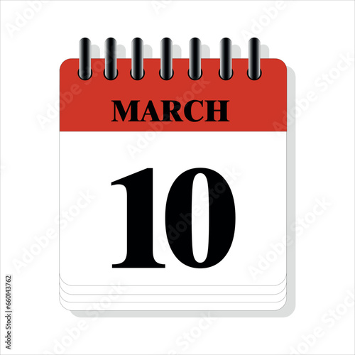 March 10 calendar date design