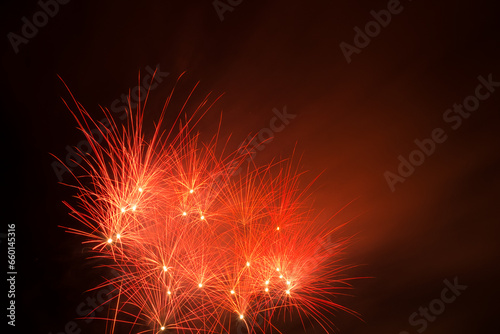 A fireworks display against the night sky
