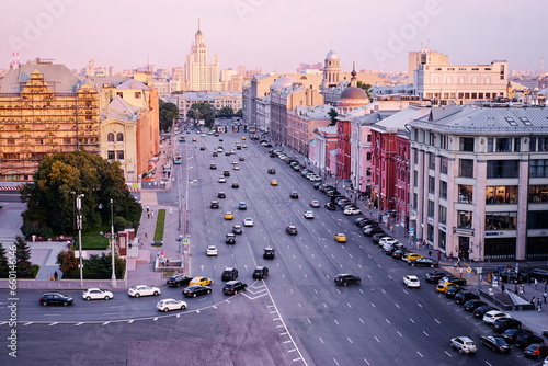 Urban landscape, roofs of the city center, Moscow, Russia.