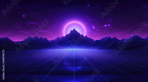 Glowing Neon Purple Metaverse  Outrun-style abstract world  innovation vibes.