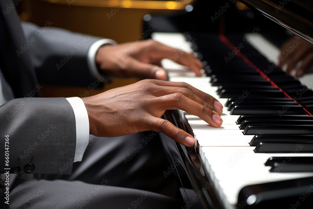 Fototapeta premium Pianist Playing Grand Piano at a Concert