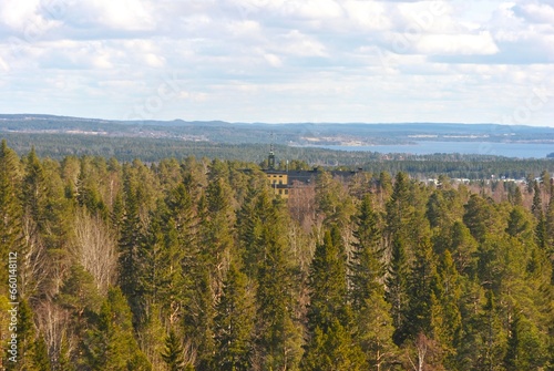 far away. Winter city in the north. Sweden Östersund.