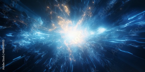 Nuclear Fusion Ablaze  An Artistic Explosion of Blue Energy in the Cosmic Backdrop