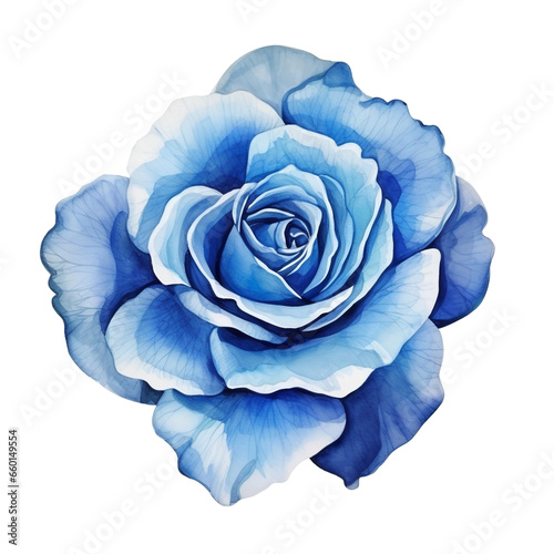 isolated illustration of blue rose flower. Created with Generative AI