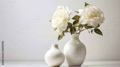Texture of a polished bone china vase, with a pristine white shade and a gleaming surface. The ceramic material is smooth and delicate, perfect for displaying beautiful flowers. © Justlight