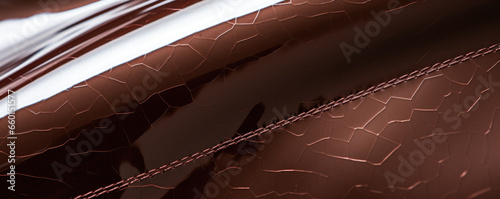 Closeup of a patent kangaroo leather, with a highshine finish and a slick, plasticlike texture. photo