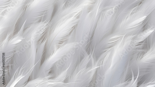 Texture of a white and gray feather with fine barbs, showcasing a feathery and wispy texture. The barbs seem to float and move with the slightest breeze. © Justlight