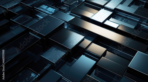 Texture of alternating bands of smooth, dark tinted glass and shiny, silver steel panels, creating a dynamic and edgy visual effect.