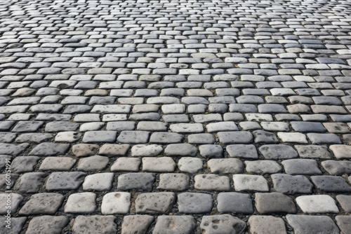 Texture of a modern cobblestone street, with larger, uniform stones and a polished, glossy finish.