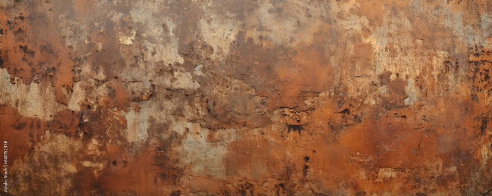 Texture of weathered and eroded rusty iron, with a worn and uneven surface and a hint of metallic shine.