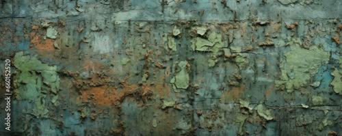 Texture of a mossy copper patina, with patches of bright green moss growing over deep blue and teal patterns. The texture has a soft and natural look, as if it has been reclaimed by nature.