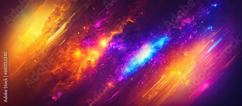 Abstract futuristic background with blurry glowing wave and neon lines