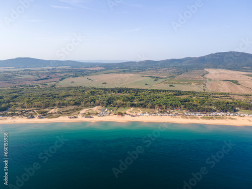 Fototapeta Naklejka Na Ścianę i Meble -  Aerial view of Gradina (Garden) Beach, Bulgaria