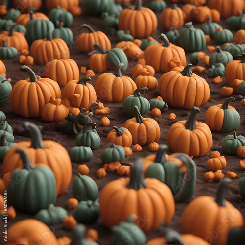 3d render of pumpkins for halloween or thanksgiving day