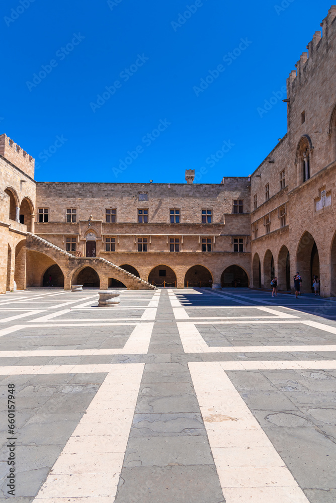 Rhodes Island, Greece, a symbol of Rhodes,  the famous Knights Grand Master Palace (also known as Castello).