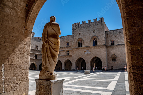 Obraz na płótnie Rhodes Island, Greece, a symbol of Rhodes, the famous Knights Grand Master Palace (also known as Castello). w salonie