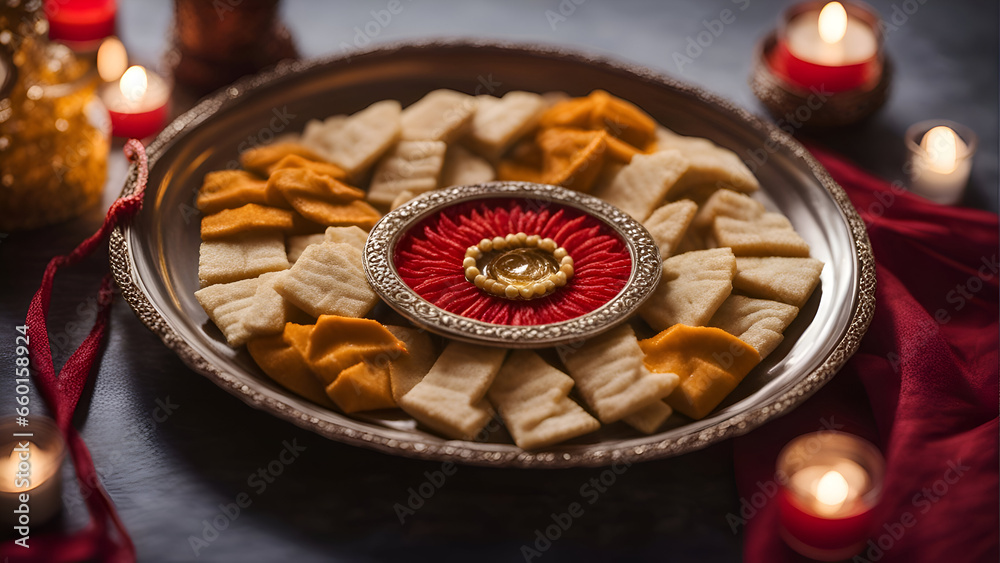 Indian Festival Diwali. Diwali or Deepawali made using various kinds of cookies and butter