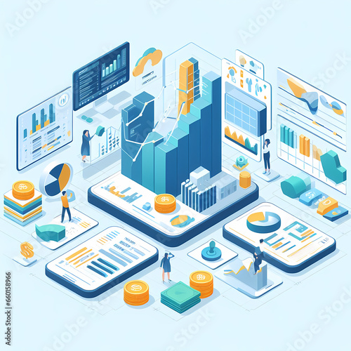 3D Isometric Stock Market Crypto - These images were created using artificial intelligence