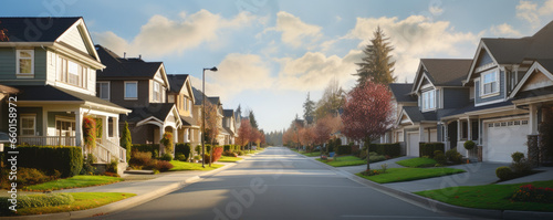 Street of suburban homes photo