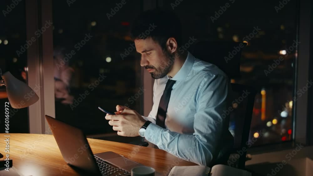 Busy night office worker looking on laptop monitor worried deadline close up. Busy night office worker looking on laptop monitor worried deadline close up.