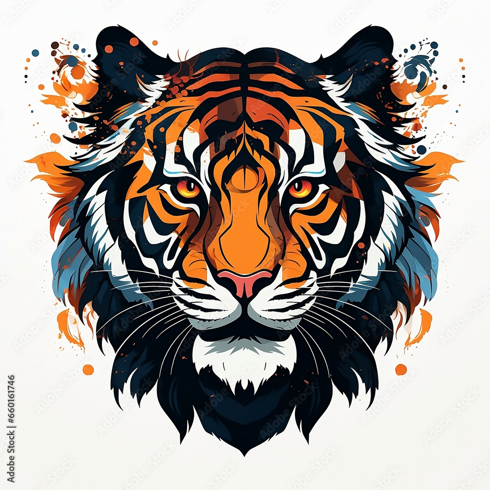 Bold Tiger Head Tattoo in Ornamental Design