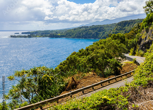 Elevated View of Keanae Point Across Nuaailua Bay From Kaumahina State Wayside Park, Haiku, Maui, Hawaii, USA photo