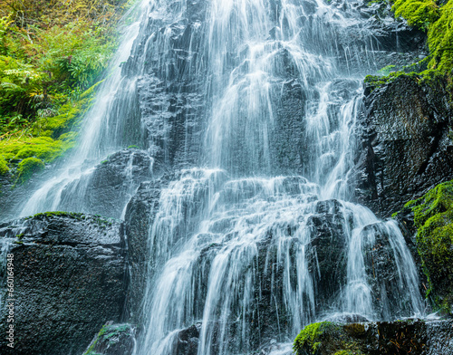 Fairy Falls on The Wahkeena Creek Trail  Columbia River Gorge  Oregon  USA