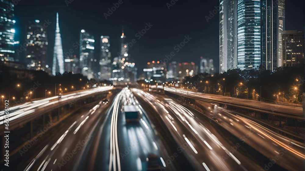 urban traffic with cityscape background in shanghai china.