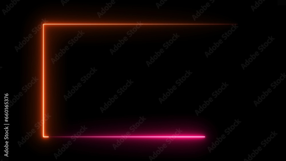 Abstract Neon light glowing rectangle shape illustration  background.