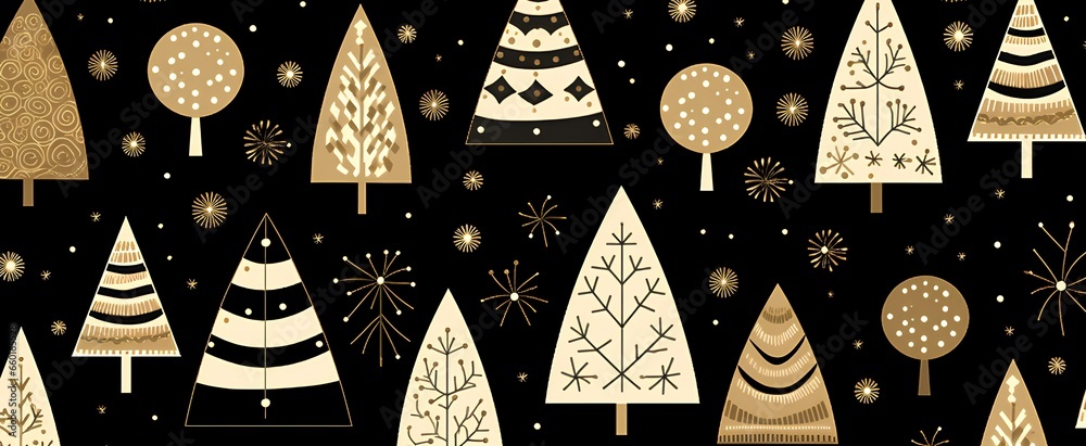 Scandinavian-inspired Christmas design, featuring a stylized fir tree, snow, and chic Christmas toys. Large space perfect for modern festive greetings. generative AI - obrazy, fototapety, plakaty 