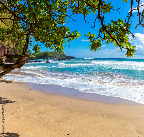 The Red Sand Of Koki Beach and Ka iwi o Pele , Koki Beach Park, Hana, Maui, Hawaii, USA photo