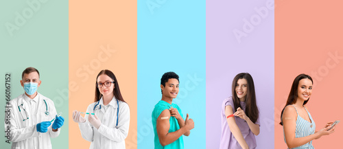 Set of people after vaccina...