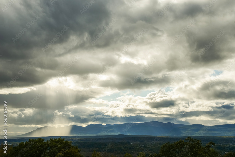 Sun rays in the mountains 