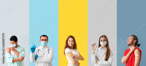Set of people after vaccina...
