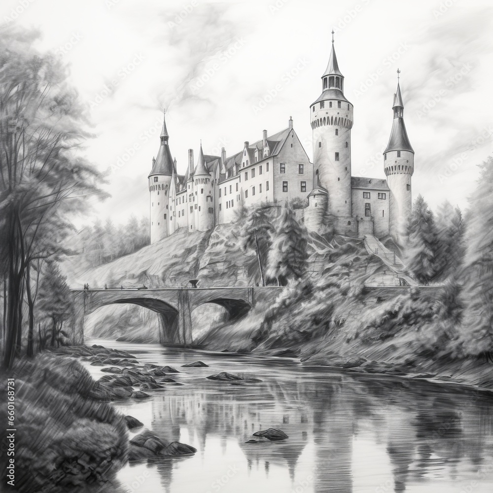Castle - pencil drawing