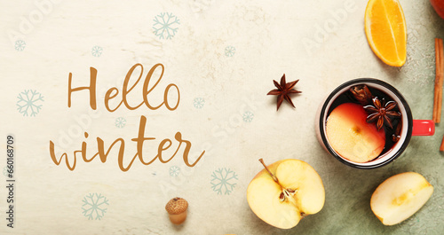 Banner with tasty mulled wi...