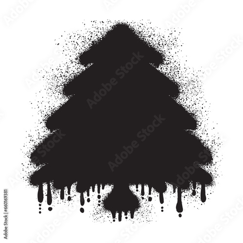 Christmas tree graffiti with black spray paint