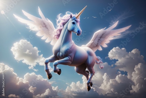 unicorn horse with wings  in the sky