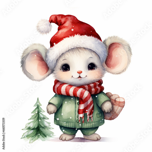 Cute christmas charachters illustration isolated on a white background (generative ai)