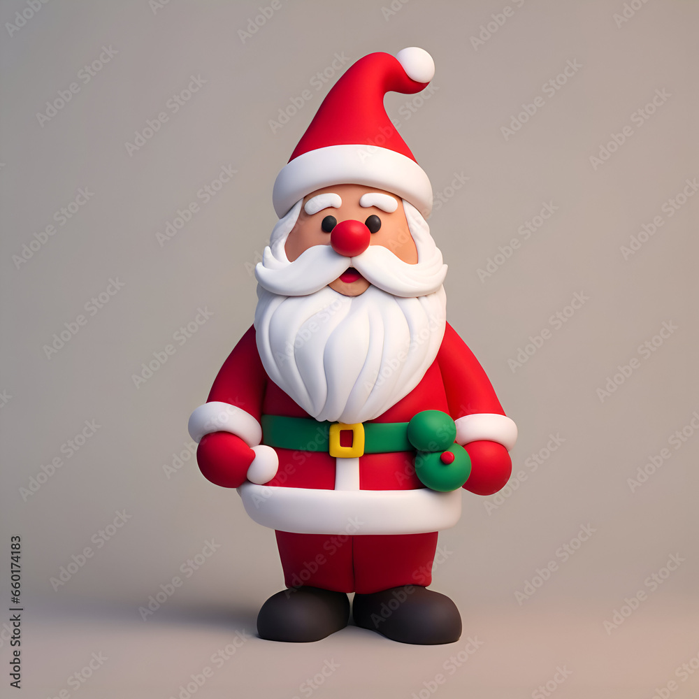 Santa Claus 3d render isolated on gray background with clipping path.