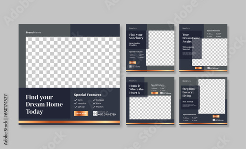 Luxury apartment real estate social media post template