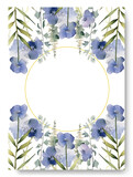 Elegant wedding invitation card with beautiful blue hyacint floral and leaves template
