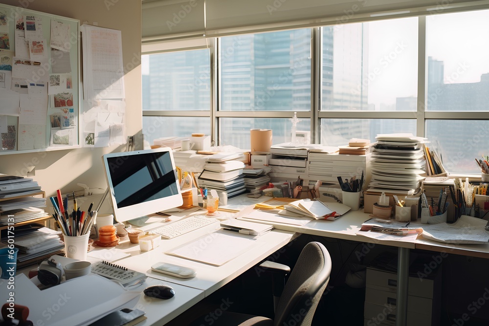Uncluttered workspace after a cleaning session. generative AI Uncluttered workspace after a cleaning session. generative AI